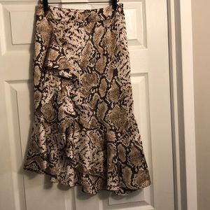 Nasty Gal tan snake print midi skirt